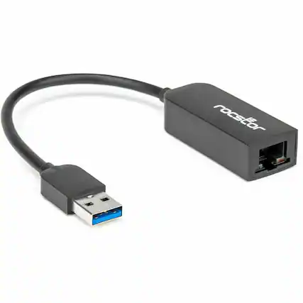 Front. Rocstor - Rocstor Premium USB-A to 2.5G Ethernet Adapter - 1 x USB Type A - Male - 1 x RJ-45 Network - Female - Black - 1 - Black.