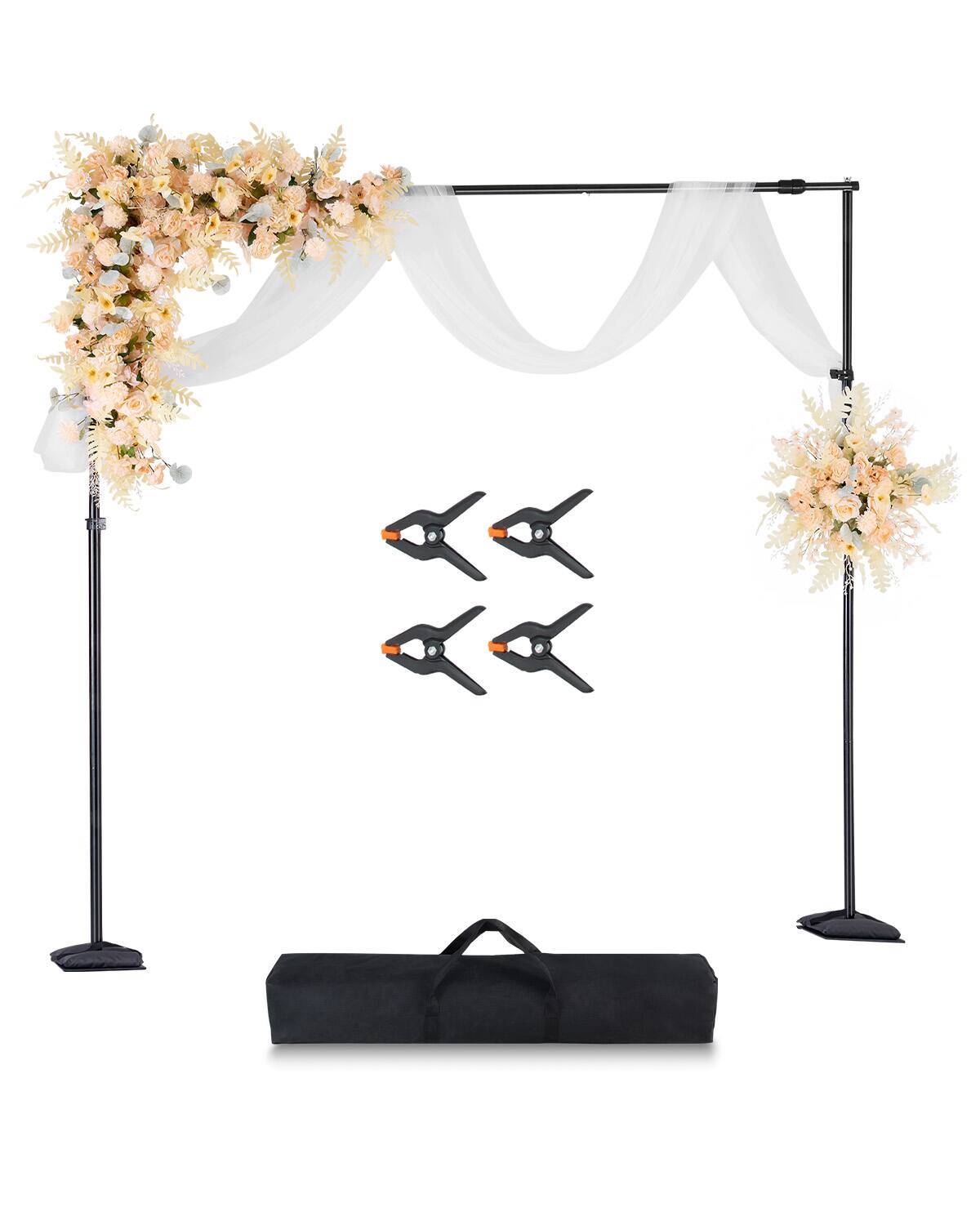 VEVOR - Backdrop Stand, 8.5 x 10 ft Adjustable Photo Backdrop Stand Kit, Portable Background Backdrop Stand with 7 Crossbars - Black