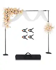 Front. VEVOR - Backdrop Stand, 8.5 x 10 ft Adjustable Photo Backdrop Stand Kit, Portable Background Backdrop Stand with 7 Crossbars - Black.