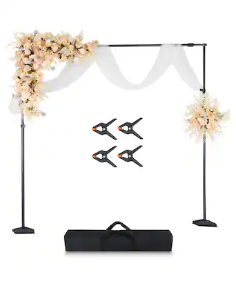 Front. VEVOR - Backdrop Stand, 8.5 x 10 ft Adjustable Photo Backdrop Stand Kit, Portable Background Backdrop Stand with 7 Crossbars - Black.