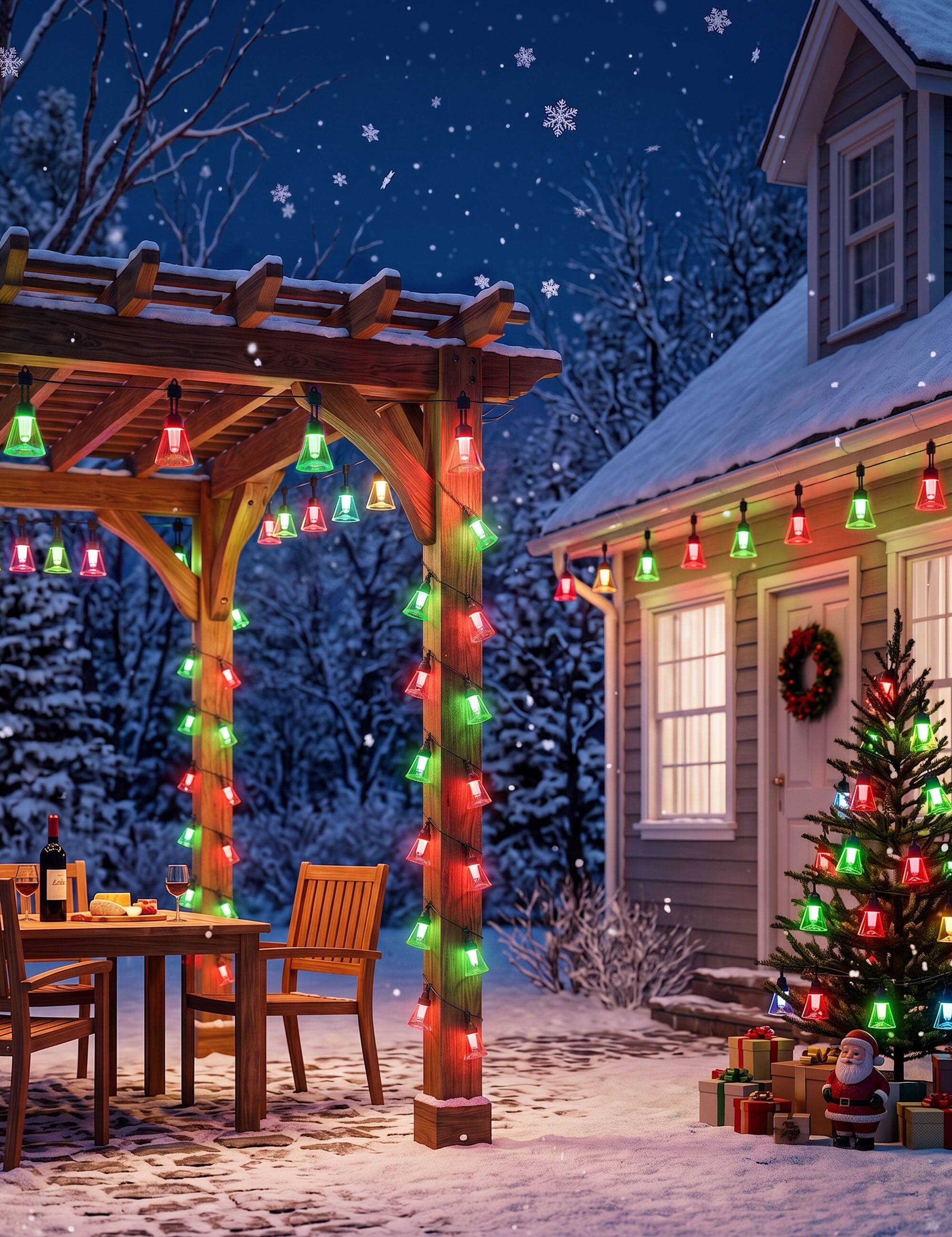 Alt View 11. Linkind - 48ft Smart Outdoor String Lights - BLACK.