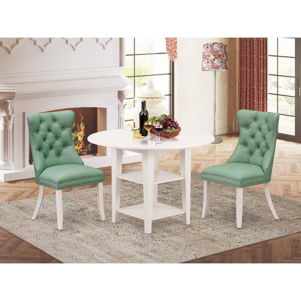Alt View 3. East West Furniture - 3 Piece Dinette Set - White.