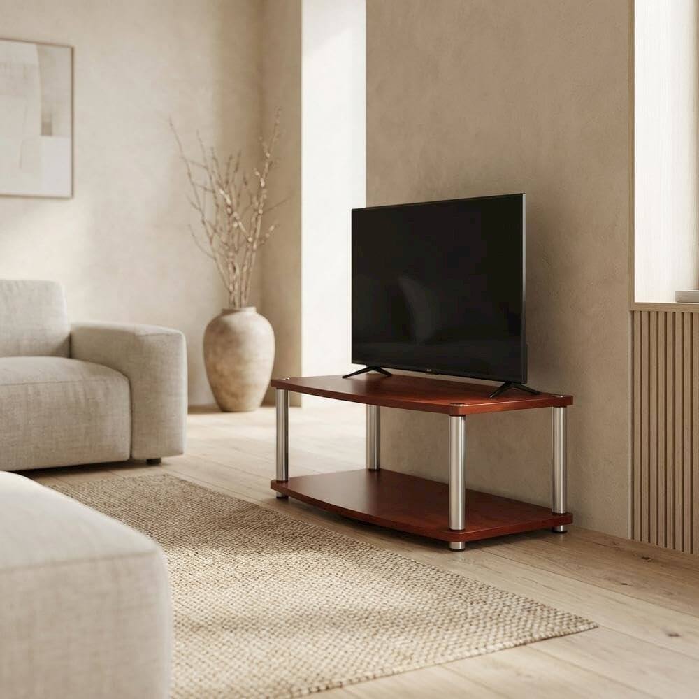 Alt View 2. FurniFact - TV Stand for Up to 26-Inch Screens in Cherry Finish - Brown.