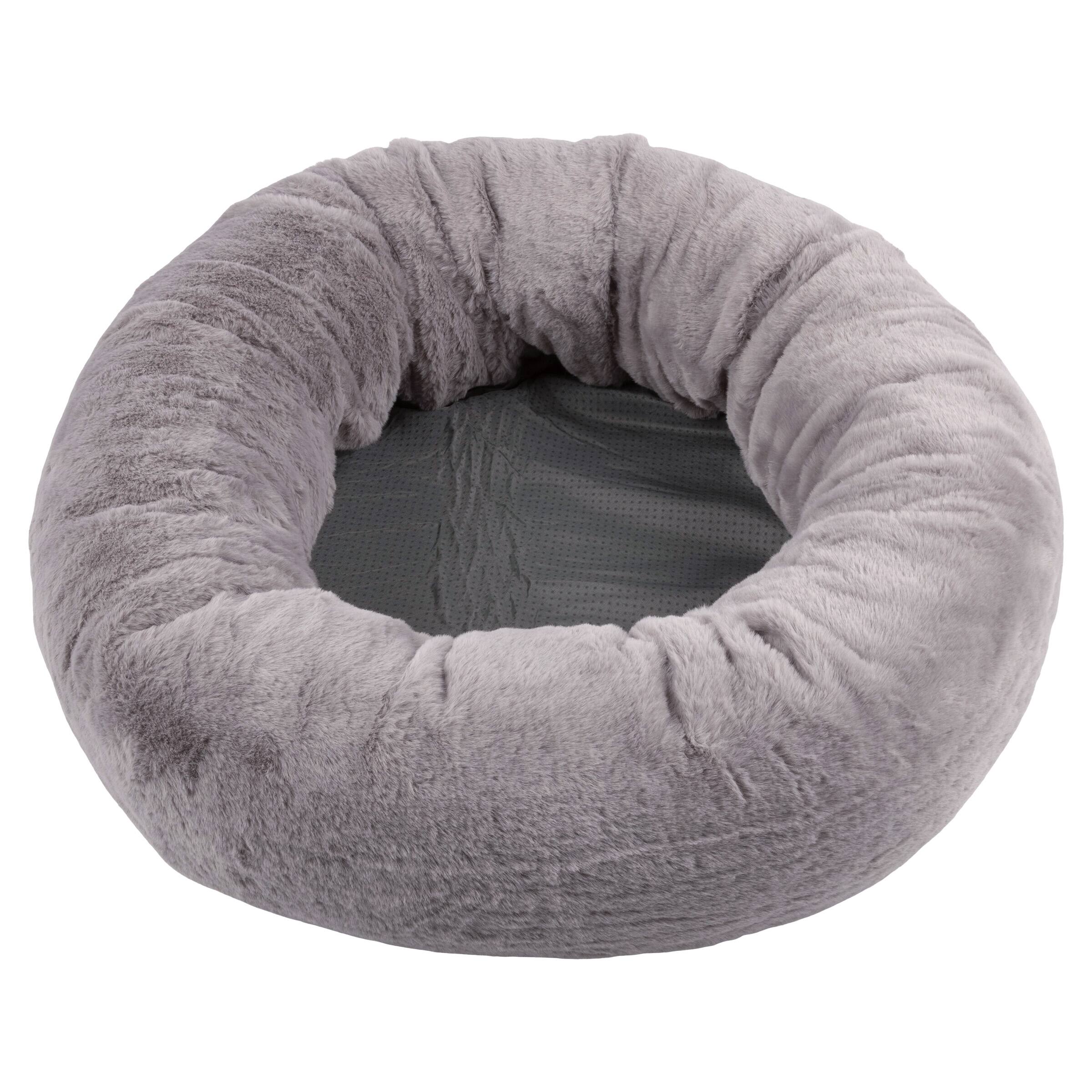 Back. PetMaker - 25in Donut Dog Bed for Small Pets - Gray.