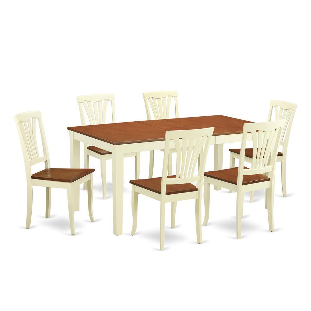 Front. East West Furniture - 7 Pcs Dining set -Kitchen Table and 6 Dining Chairs - Buttermilk & Cherry.