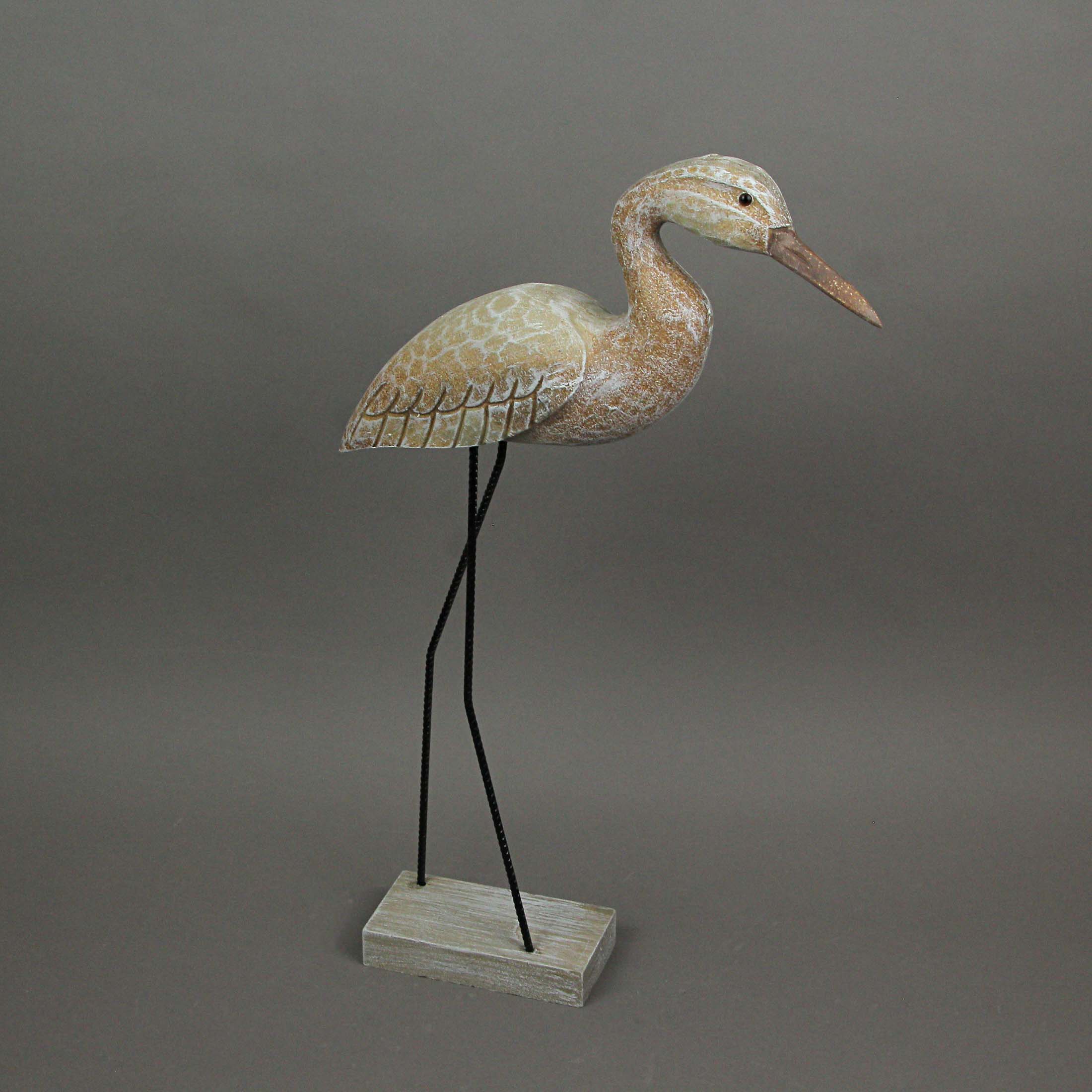 Alt View 4. J.D. Yeatts - 20 Inch Hand Carved White Washed Wood Heron Bird Statue Home Coastal Decor Sculpture - Brown.