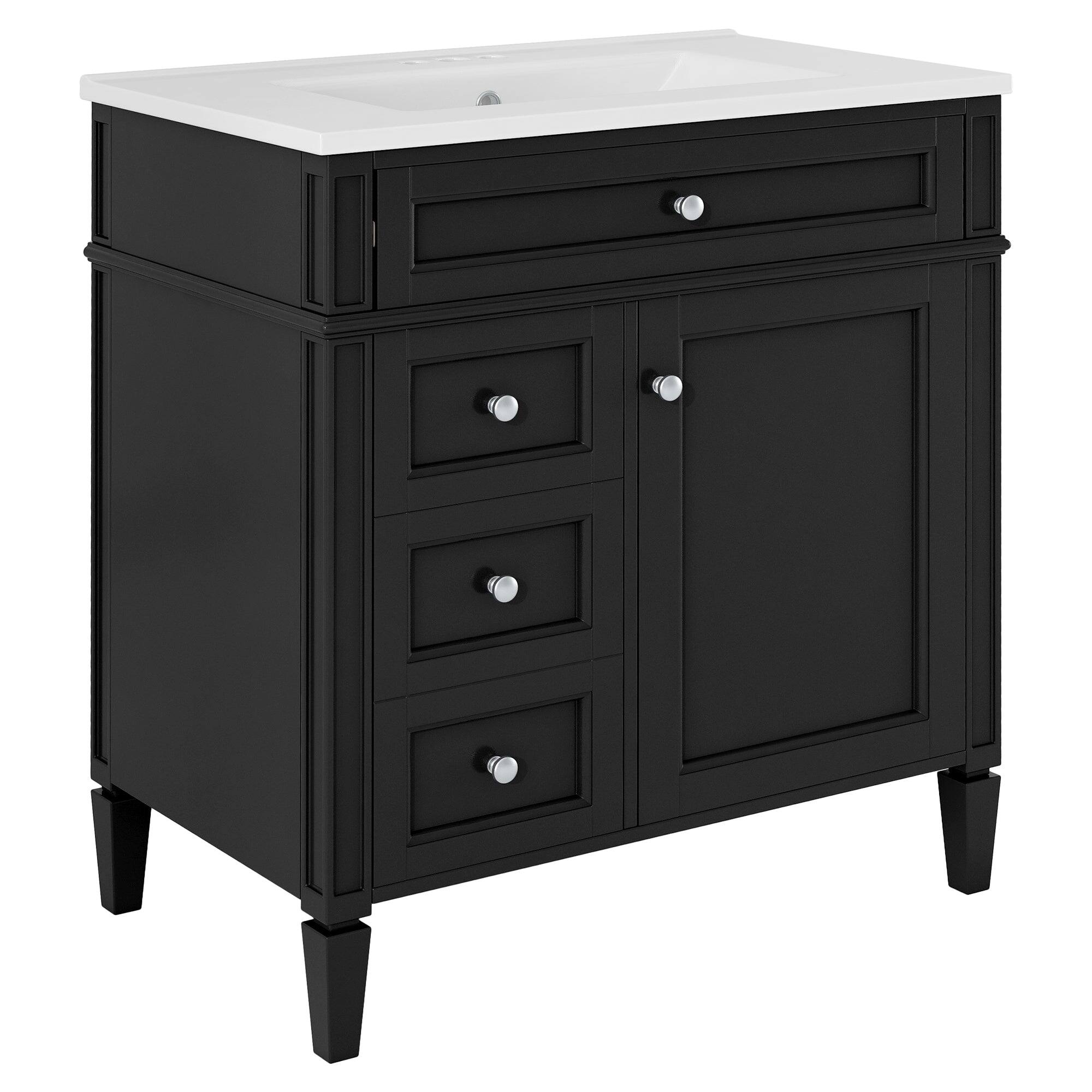 Alt View 9. Boyel Living - 30 Inch Bathroom Vanity with Sink Modern Storage Cabinet with 2 Drawers and Tip Out DrawerBlack - Black.