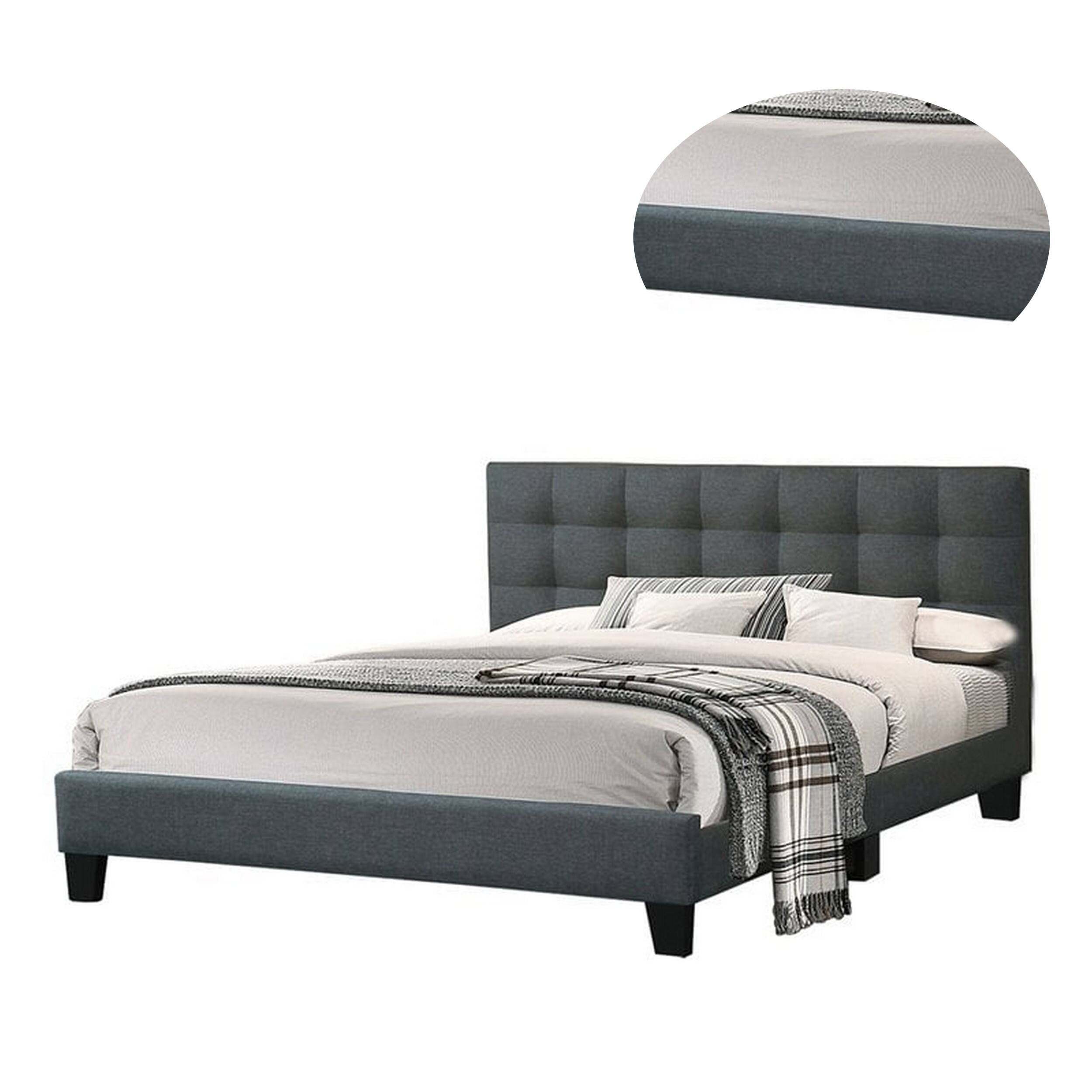 Alt View 3. Manhattan Lane - Dex Modern Platform Queen Size Bed, Plush Tufted Upholstery - Charcoal Gray.
