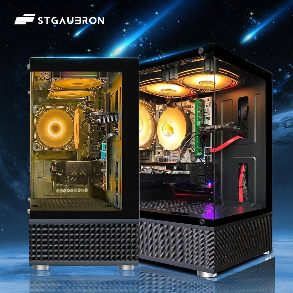 Alt View 1. STGAubron - STGAubron Gaming PC Desktop, Intel Core i5 up to 3.6GHz, Radeon RX 590 8G, 16GB RAM, 1T SSD, WiFi 6, BT 5.0, Win11 Home - Black.