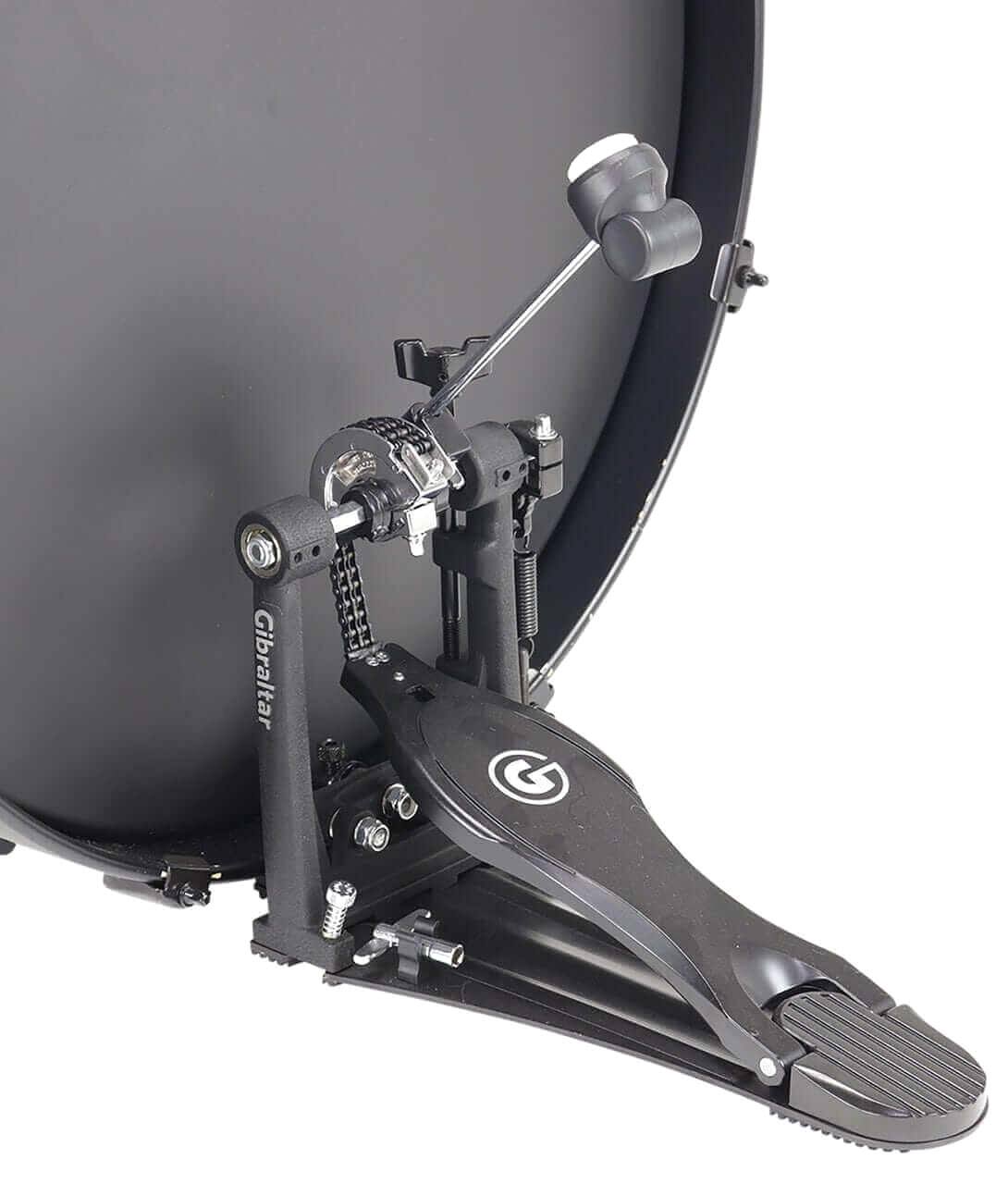 Left. Gibraltar Hardware - 6.25" Lightweight Felt Bass Drum Beater, Mid-Low Impact for Fast Play and Subdued Attack.