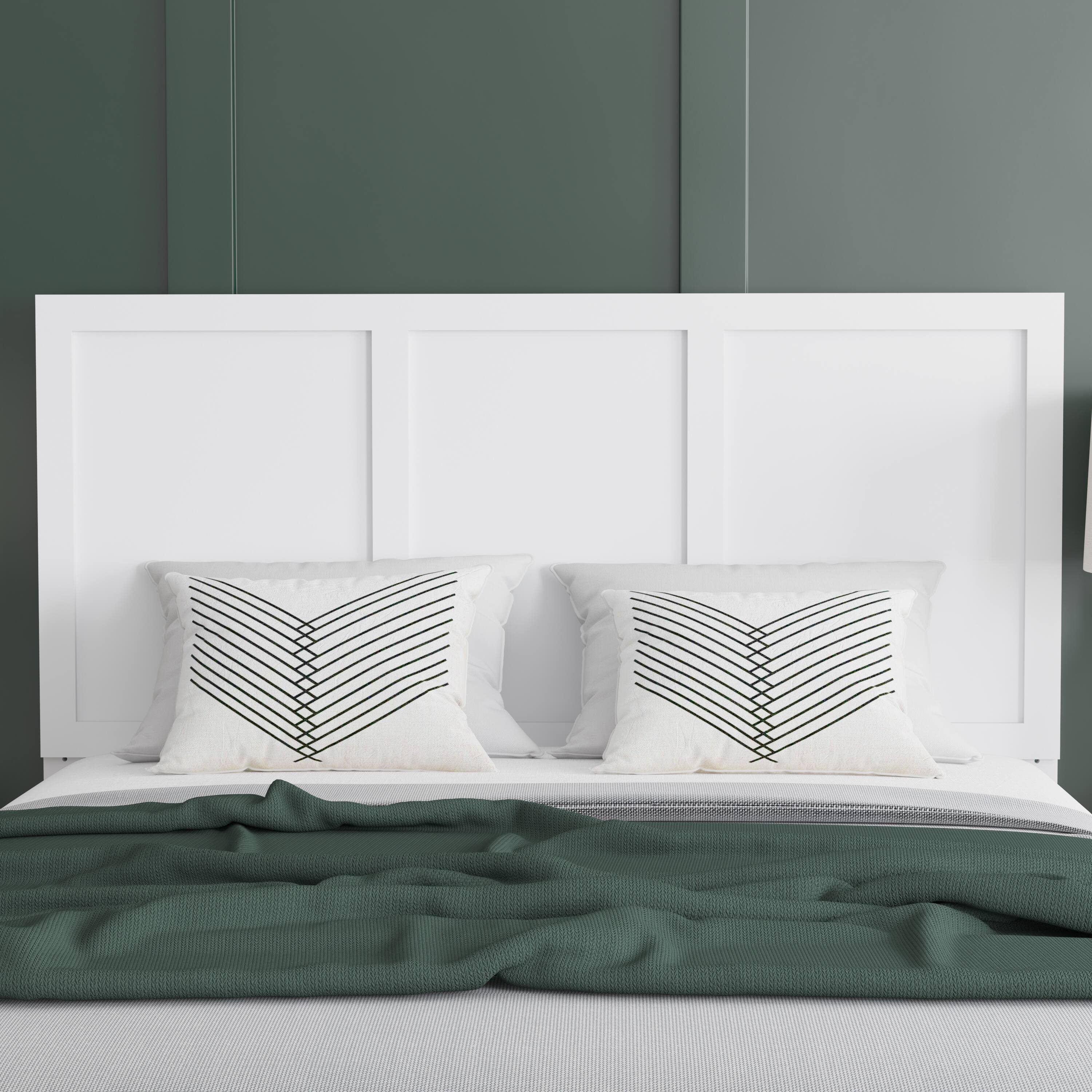 Alt View 3. Emma + Oliver - Omar Paneled Wooden Adjustable Headboard Only - White.