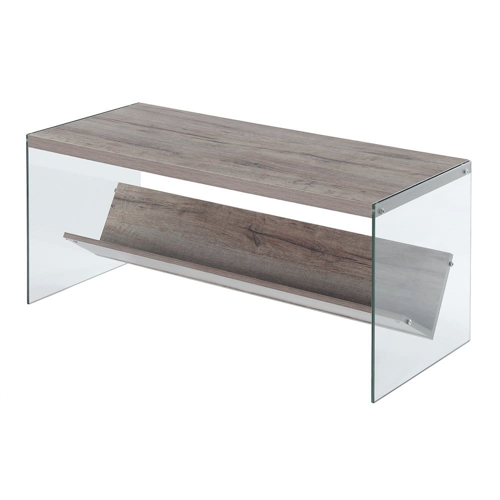 Convenience Concepts - SoHo Glass Coffee Table with Shelf - Sandstone/Glass
