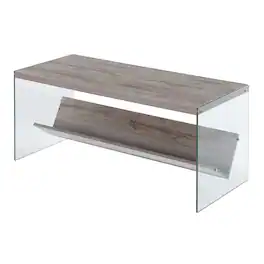 Convenience Concepts - SoHo Glass Coffee Table with Shelf - Sandstone/Glass
