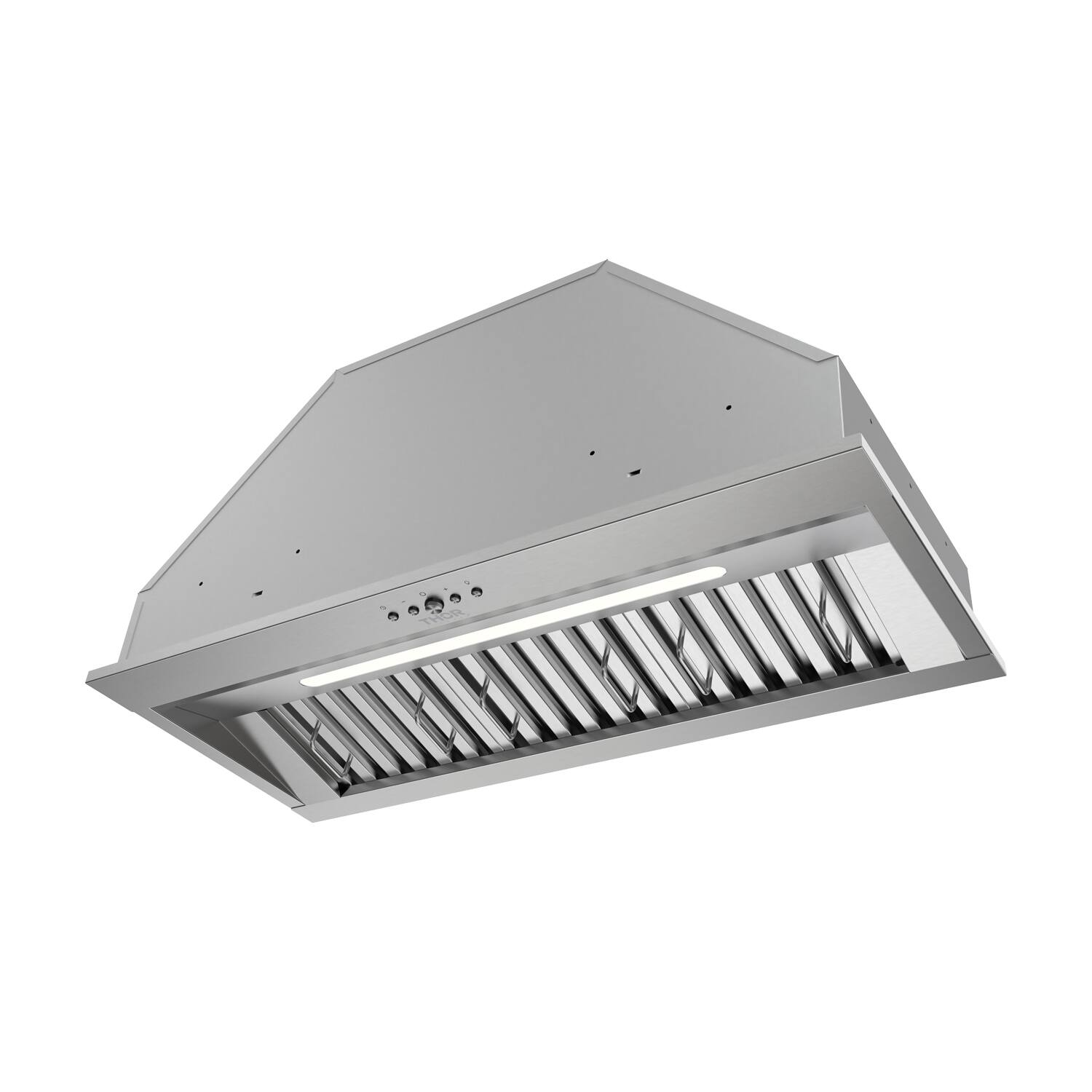 Angle. Thor Kitchen - 34 Inch Convertible Range Hood Insert in Stainless Steel - Stainless steel.