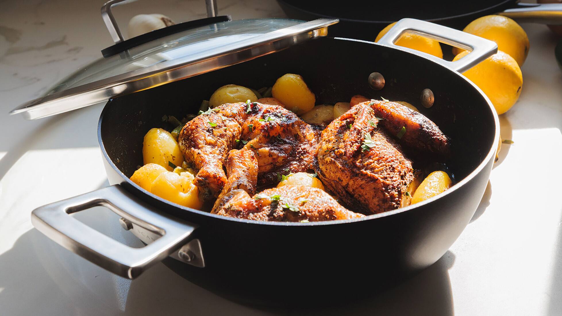 Alt View 4. Scanpan - 70th Anniversary 3 Piece Cookware Set with Braiser & 10.25-Inch Skillet - Black.