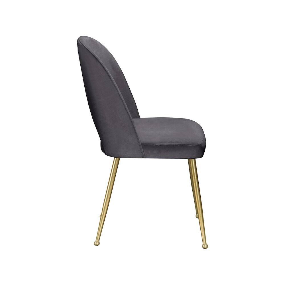 Alt View 4. Meridian Furniture - Logan Grey Velvet Dining Chair, Set of 2 - Grey.