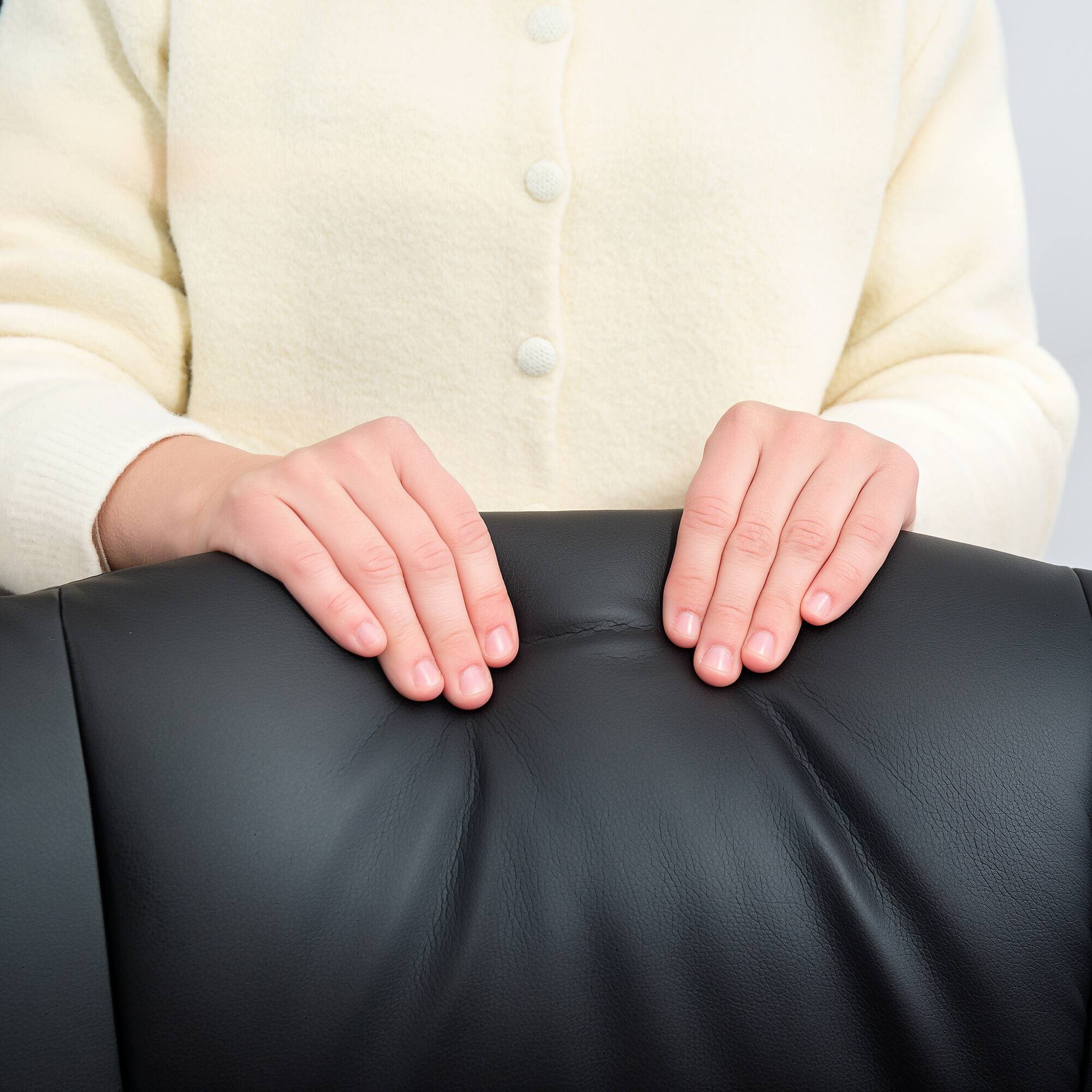 Alt View 8. Homcom - Swivel Recliner w/Ottoman: PU Leather Adjustable Backrest Footrest Wood Base - Black.