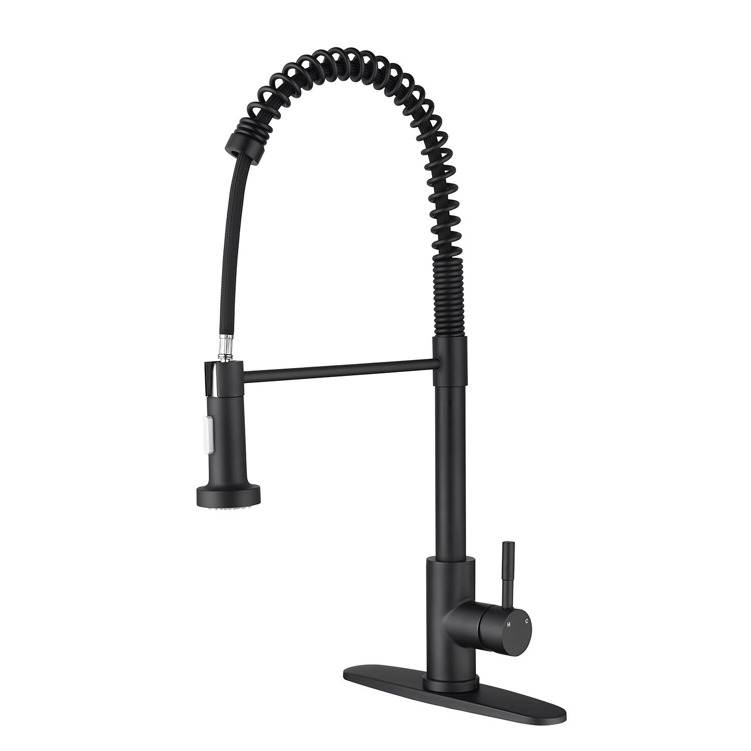 Left. APRILSOUL - Kitchen Faucet with Pull Out Spraye - Matte Black.