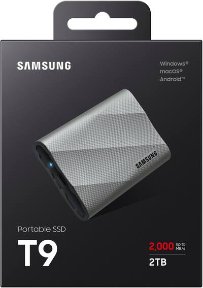 Samsung T9 Portable SSD 2TB, Up to 2,000MB/s, USB 3.2 Gen2 Gray MU Samsung T9 Portable SSD 2TB, Up to 2,000MB/s, USB 3.2 Gen2 Gray MU