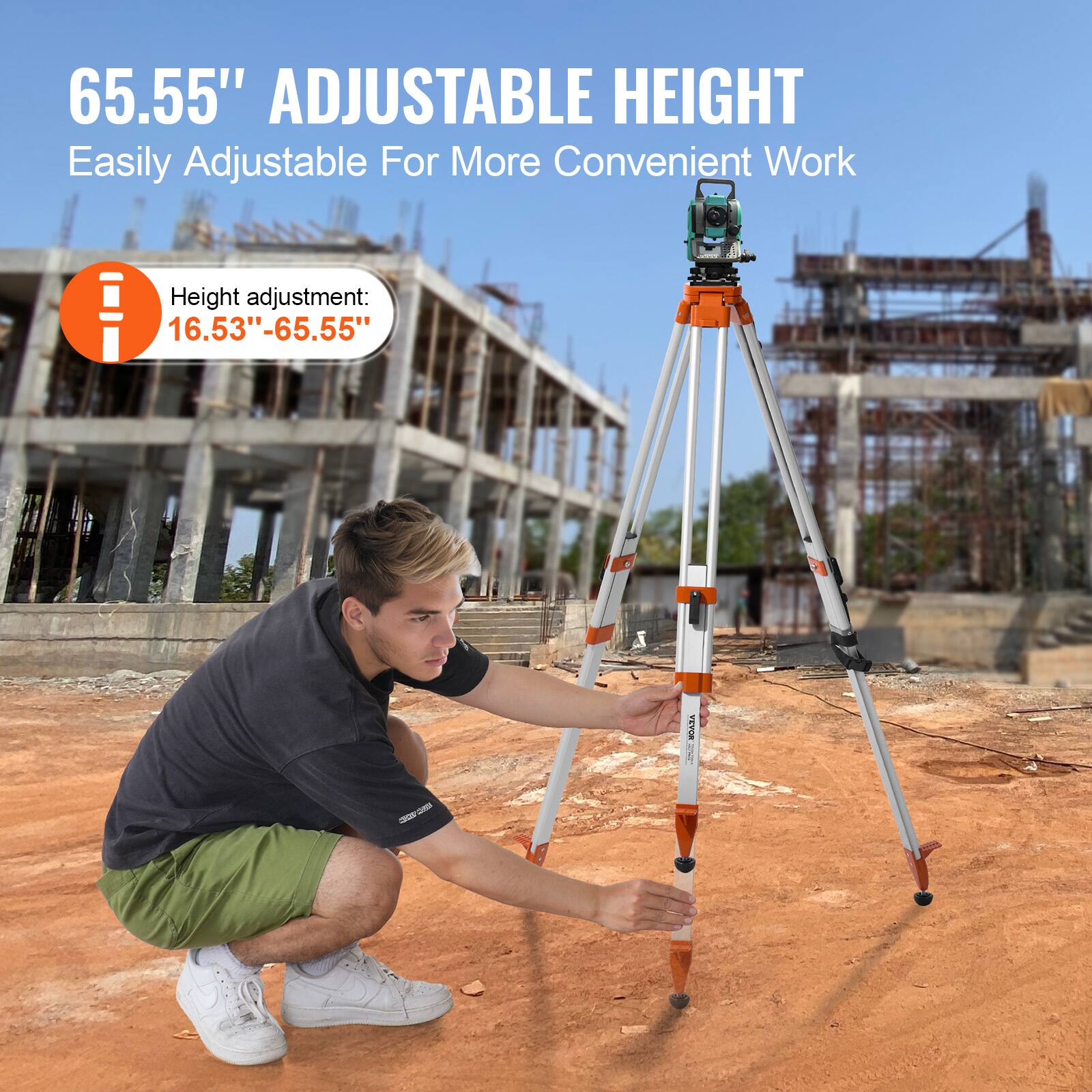 65.55" Adjustable Height  
Easily Adjustable For More Convenient Work  

Height adjustment: 16.53" - 65.55"