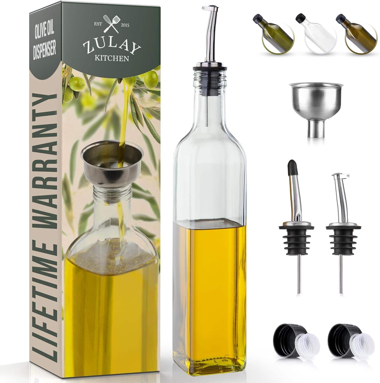 EST 2015 ZULAY KITCHEN OLIVE OIL DISPENSER LIFETIME WARRANTY