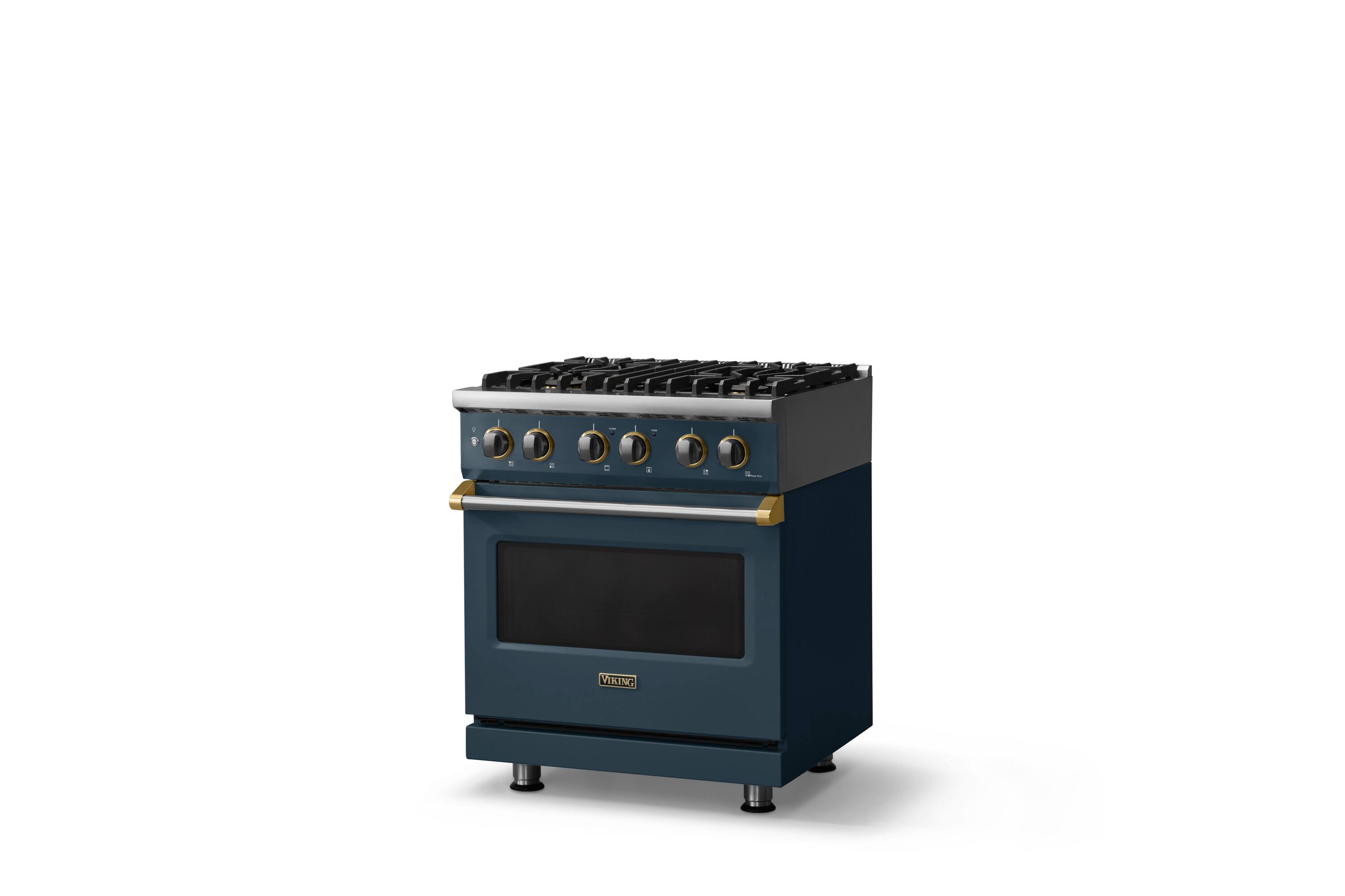 Angle. Viking - 30"W. 4 Burner Pro5S 4.7 Cu. Ft. Freestanding Sealed Dual Fuel Convection LP Range-Squall/Brushed Brass - Squall.