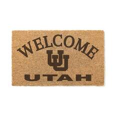 Front. Jardine - Utah Utes 18" x 34" Welcome Coir Doomat - Brown.