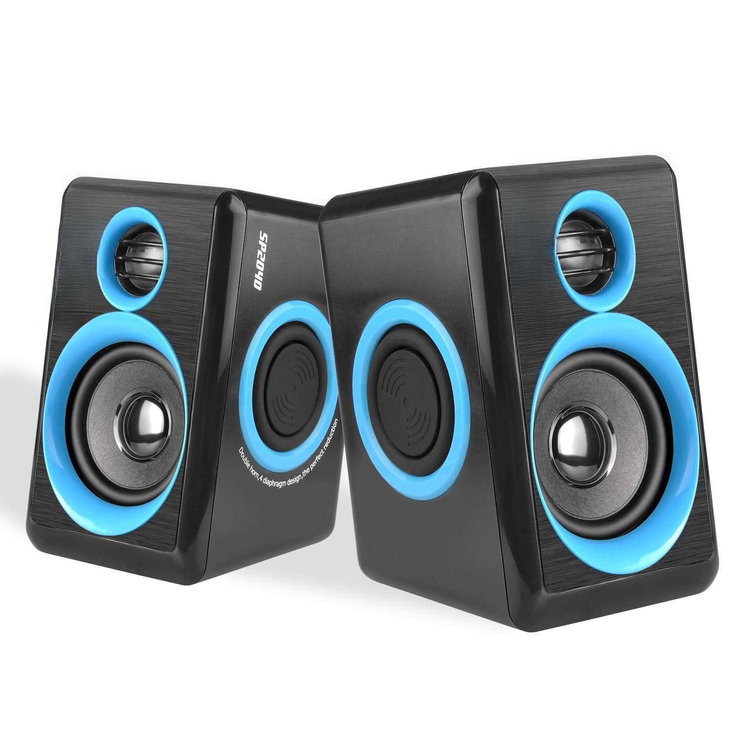 Cedar Assembly - Computer Speakers 2 0 Ch Pc With Surround Sound Usb Wired Laptop Deep Bass For Desktop Computer pc laptop - Black & Blue