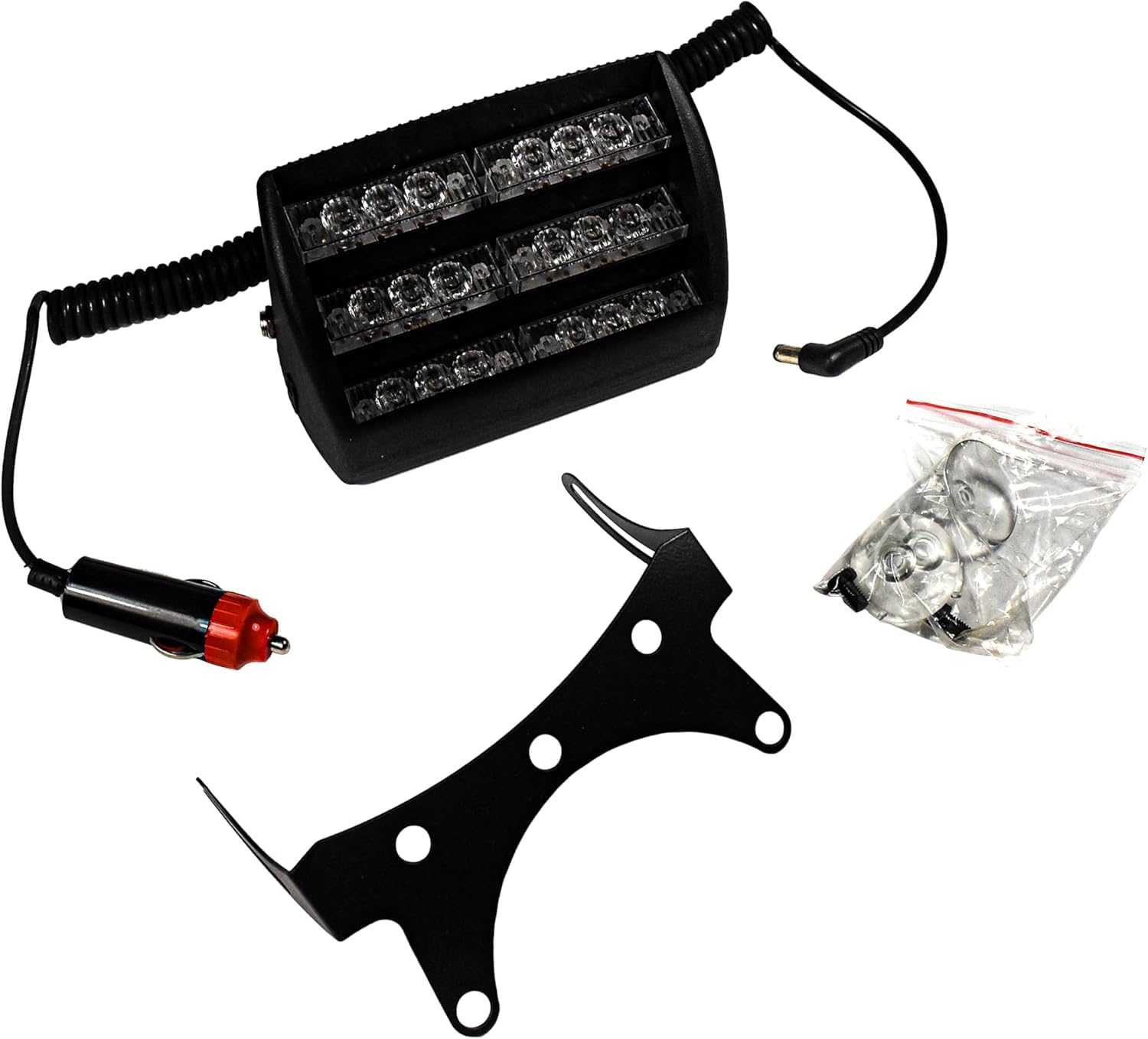 Angle. HQRP - 18 LED Emergency Strobe Warning Light - DC 12 V Plug-In Windshield Mount, 4 Flash Patterns for Trucks.