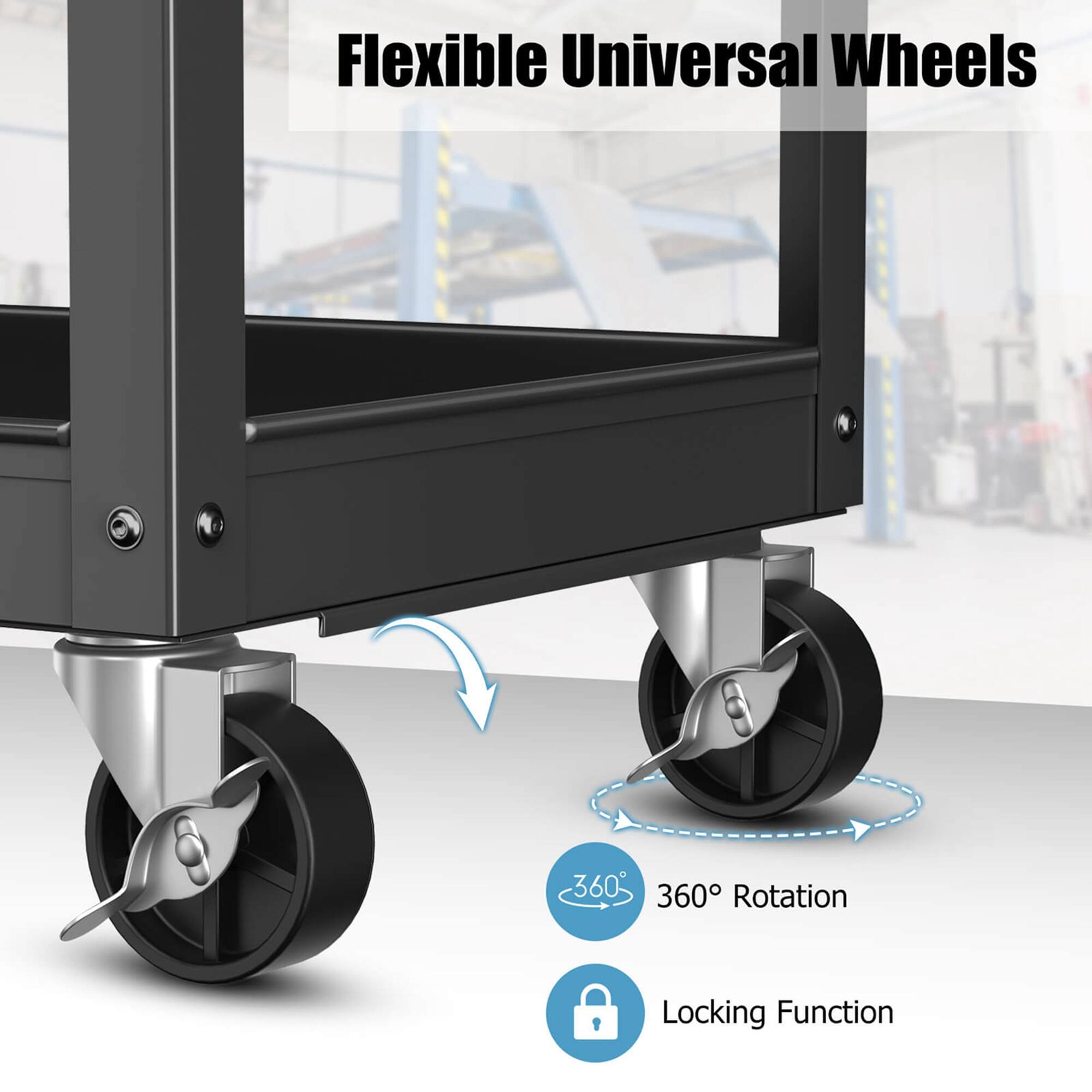 Flexible Universal Wheels  
360° Rotation  
Locking Function