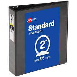 Avery - Avery® Standard View Binder, 2" Round Rings, Binder (05781) - Black