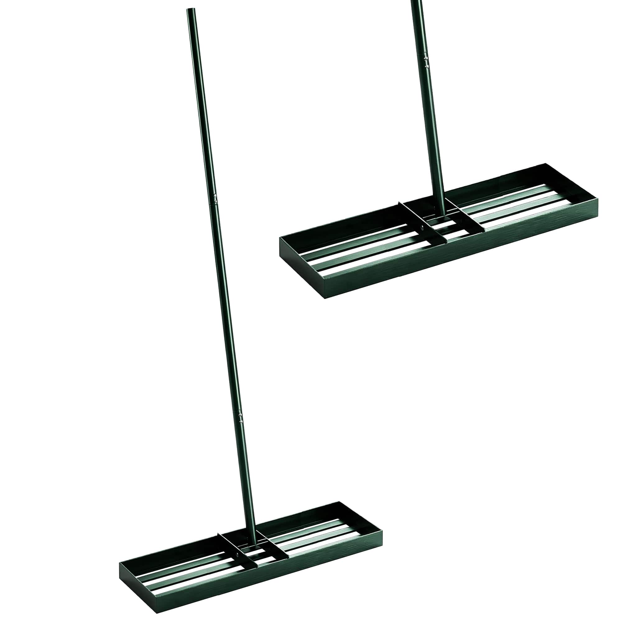 Outsunny - Leveling Rake, 36" x 10" Heavy Duty Yard Leveling Rake with 66.5" Handle for Backyard - Green