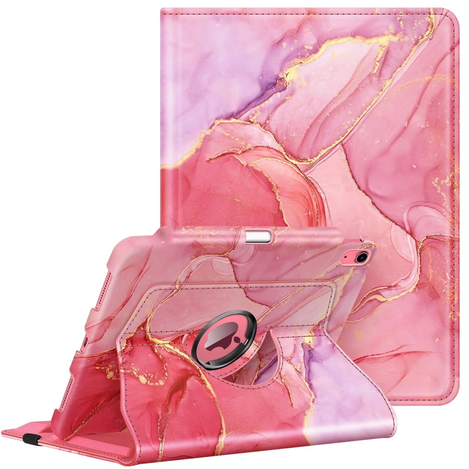 Front. Stock Preferred - Case For iPad (A16) 11th Gen 11 Inch (2025) 360° Rotating Stand Shockproof Marble Pink - Marble Pink.