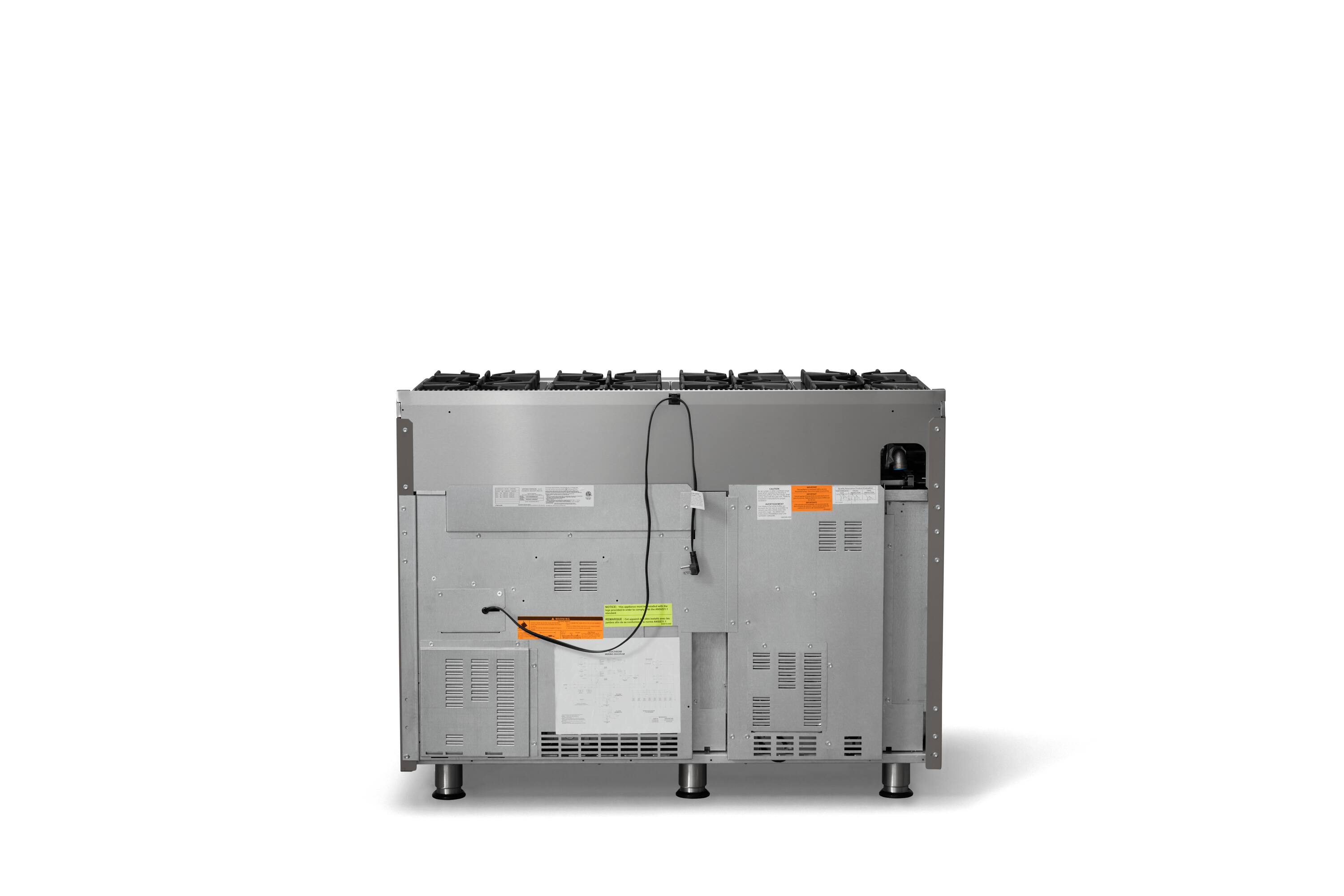 Back. Viking - Pro 5 Series 6.1 Cu. Ft. Freestanding Open 8 Burner Gas Convection Range - Nantucket w. Brushed Brass - Nantucket.