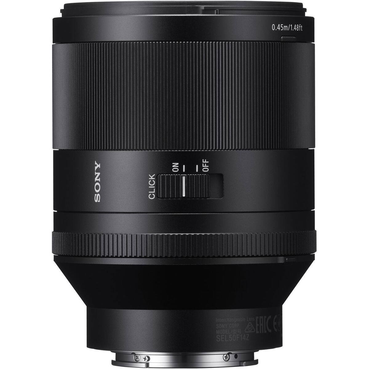 0.45m/1.48ft  
48ft  
SONY  
CLICK  
ON | OFF  
Interchangeable Lens  
SONY CORP.  
MODEL: SEL50F14Z