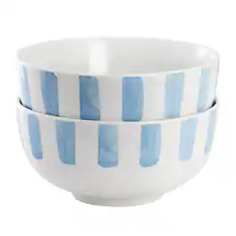 Gibson - Home Pacific Waves 2 Piece Fine Ceramic Cereal Bowl Set - Blue
