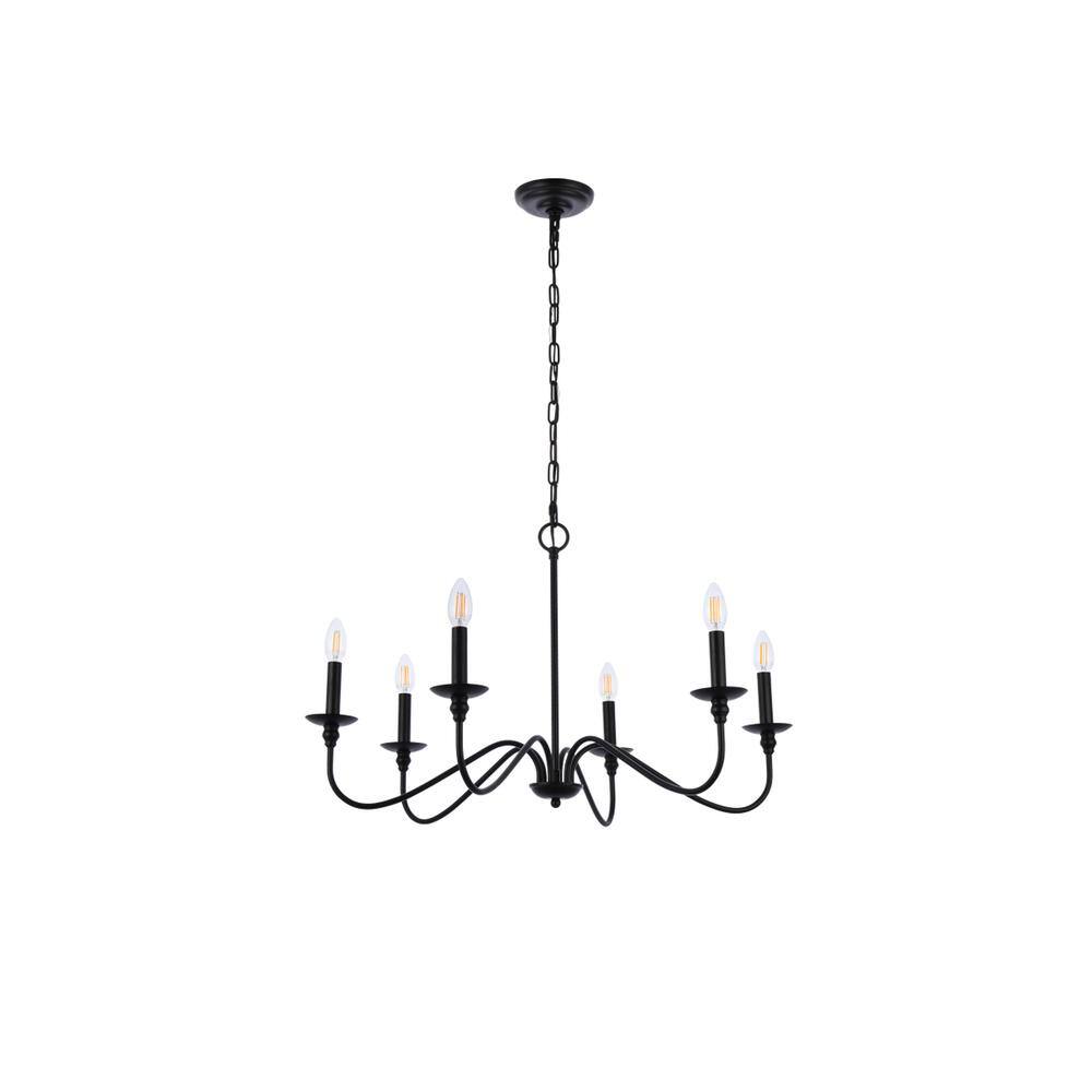 Front. Living District - Rohan 30 inch chandelier in matte black - Matte Black.