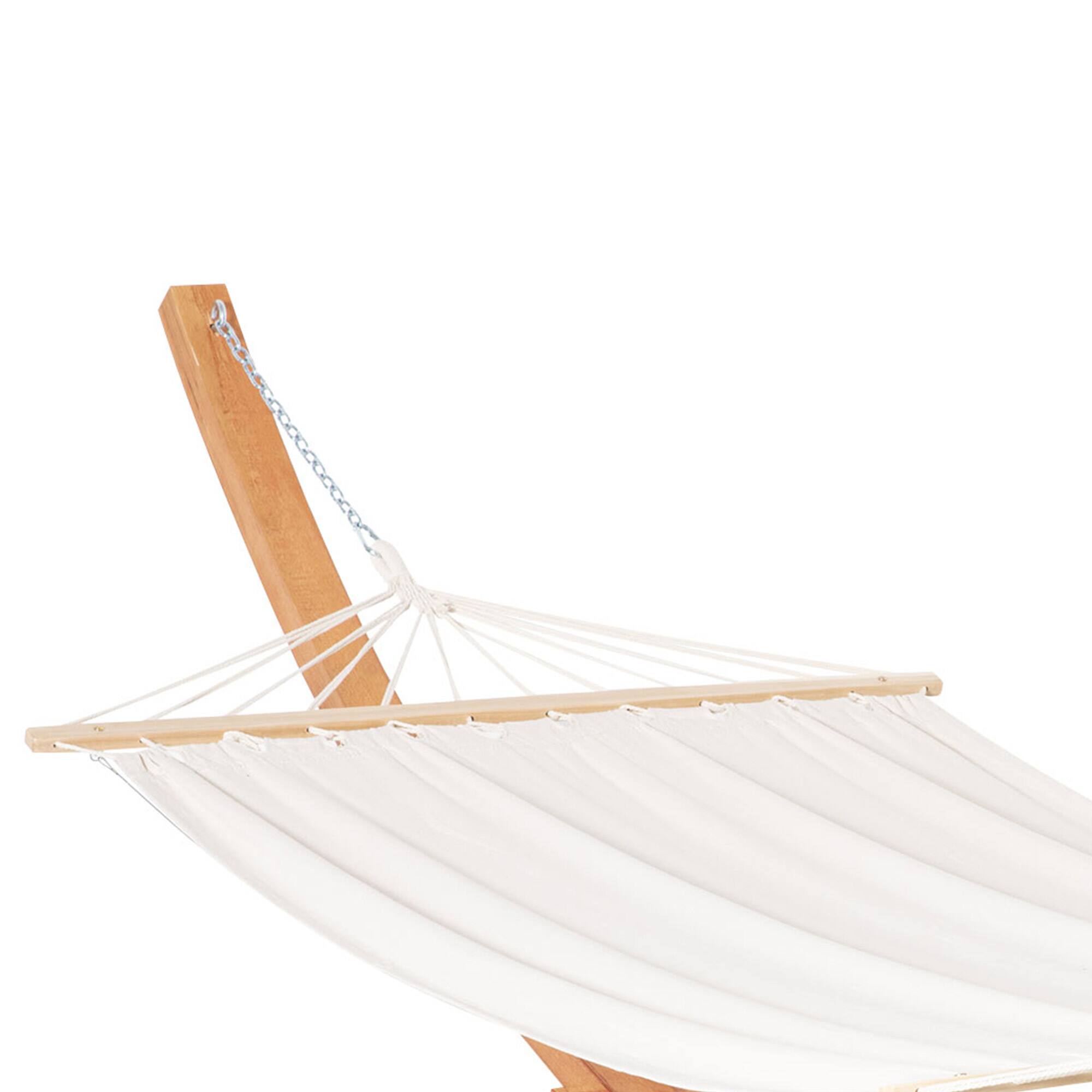 Alt View 8. Outsunny - Outdoor Hammock with Stand, Extra Large Heavy Duty Wooden Frame, No Tree Needed - White.