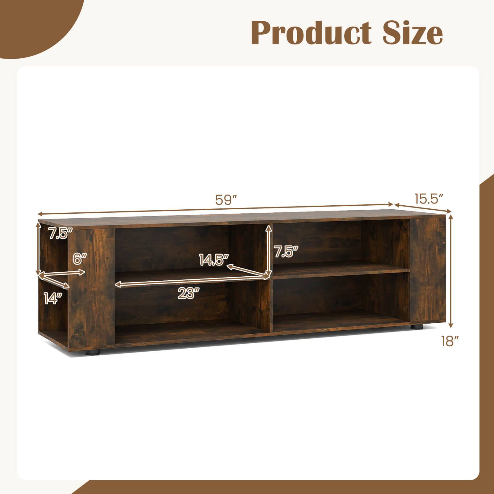 Product Size: 59" x 15.5" x 7.5" x 6" x 14.5" x 7.5" x 14" x 23" x 18"