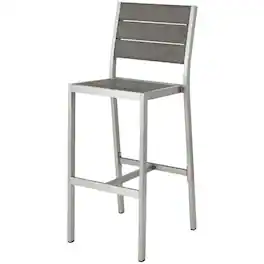 Outdoor Escape - Aluminum Outdoor Bar Stool With Backrest And Lightweight Design - Gray