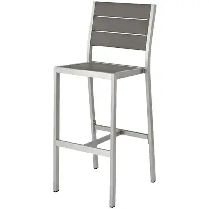 Front. Outdoor Escape - Aluminum Outdoor Bar Stool With Backrest And Lightweight Design - Gray.