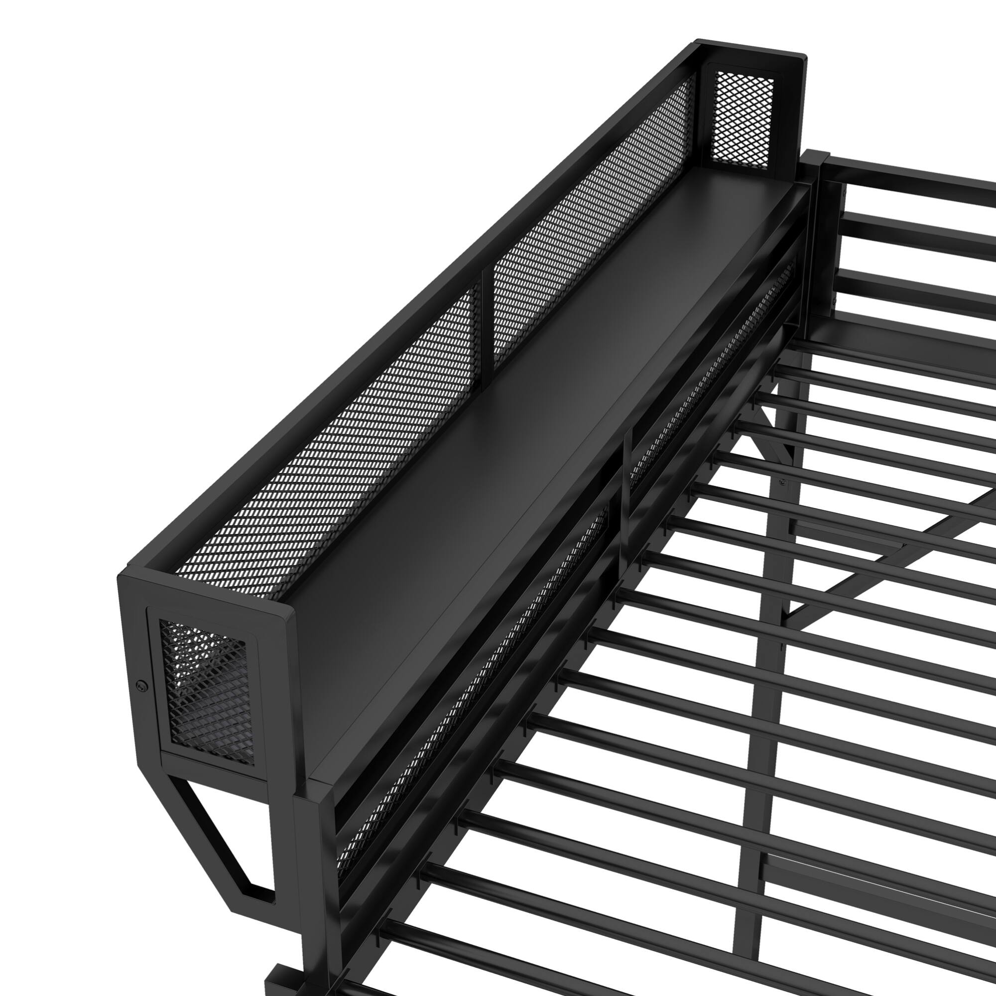 Alt View 7. GOODSILO - Queen Size Metal Loft Bed with Storage Shelves and Ladder for Kids and Teens - Black.