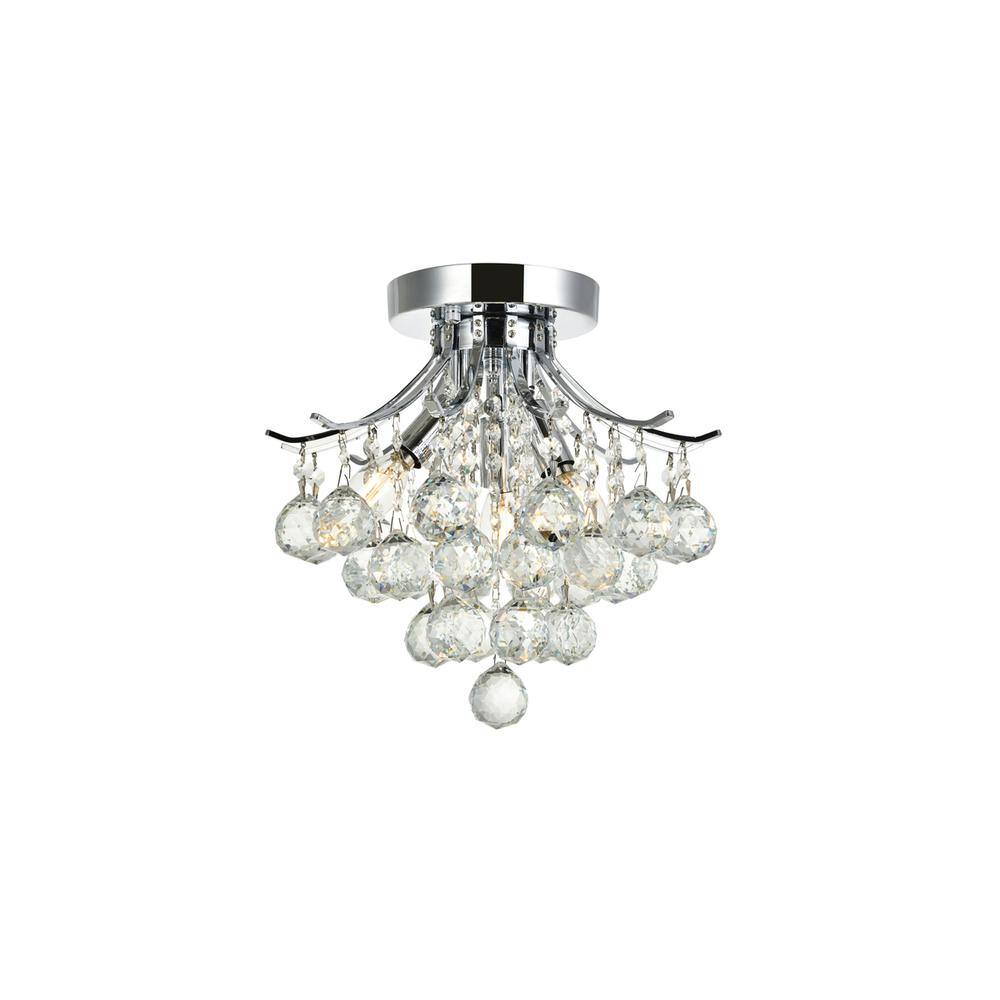 Alt View 1. Elegant Lighting - Toureg 3 light Chrome Flush Mount Clear Royal Cut Crystal - Chrome.