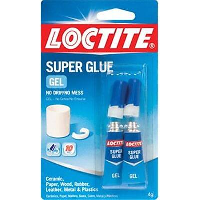 LOCTITE  
SUPER GLUE GEL  
NO DRIP/NO MESS  

Ceramic, Paper, Wood, Rubber, Leather, Metal & Plastics  

4g