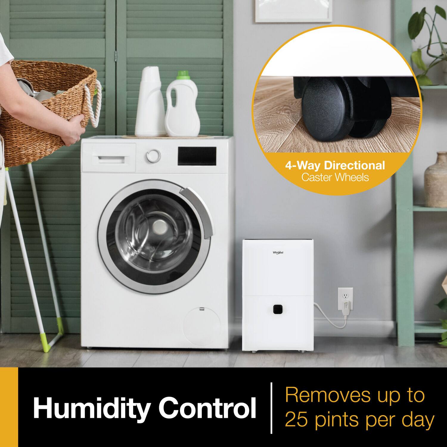 4-Way Directional Caster Wheels

Humidity Control

Removes up to 25 pints per day