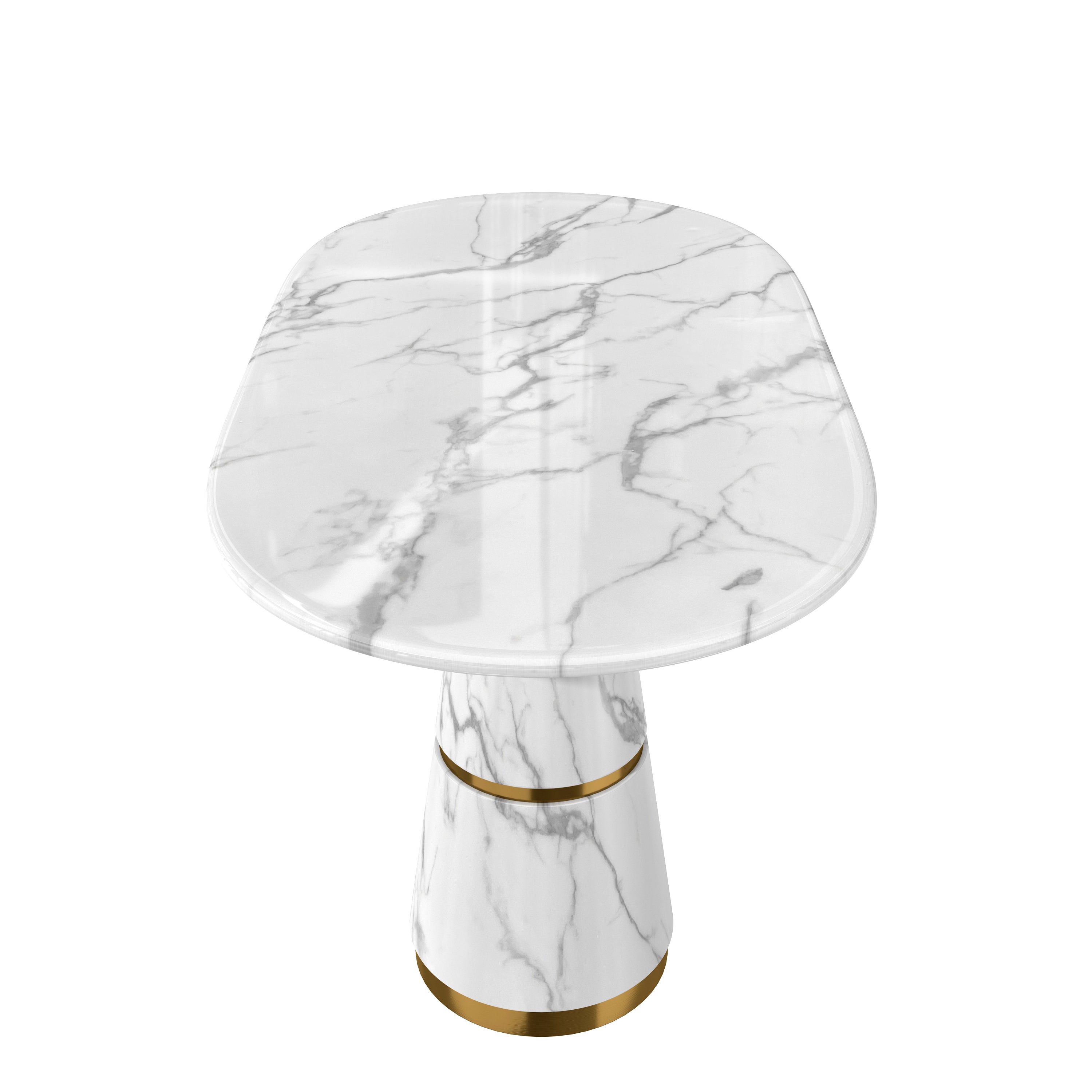 Angle. Boyel Living - 70 Inch White Marble Double Pedestal Dining Table Seats 6 Modern Stainless Steel Base - White.