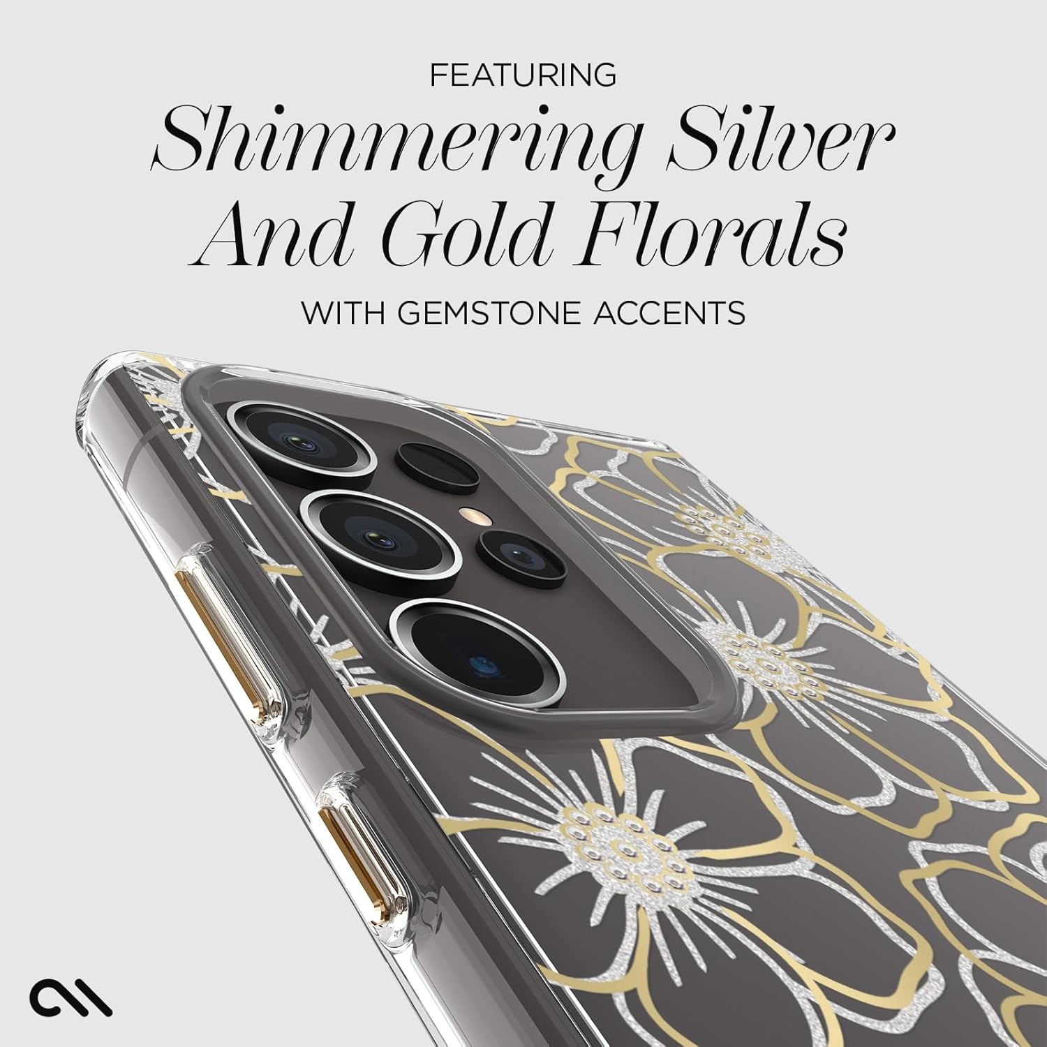 FEATURING  
Shimmering Silver And Gold Florals  
WITH GEMSTONE ACCENTS