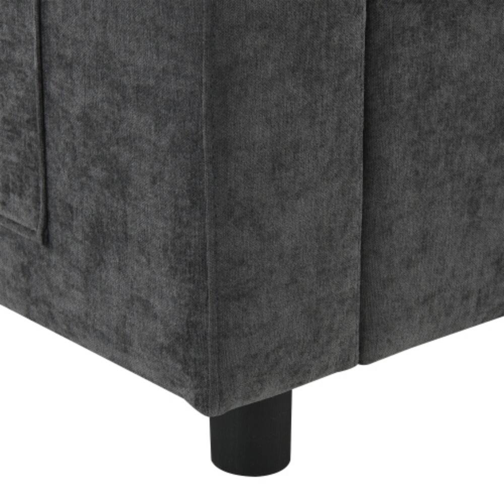 Alt View 4. LUCKY ONE - 84.5" Modular U-Shaped 5-Seat Chenille Sectional Sofa w/ Storage Pockets & Movable Ottoman - Dark Gray.