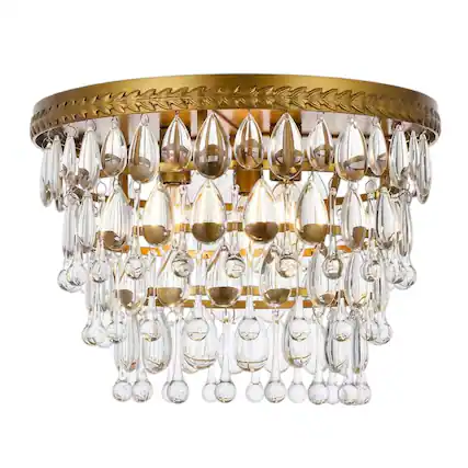 Front. Elegant Lighting - Nordic 3 lights brass flush mount - Brass And Clear.
