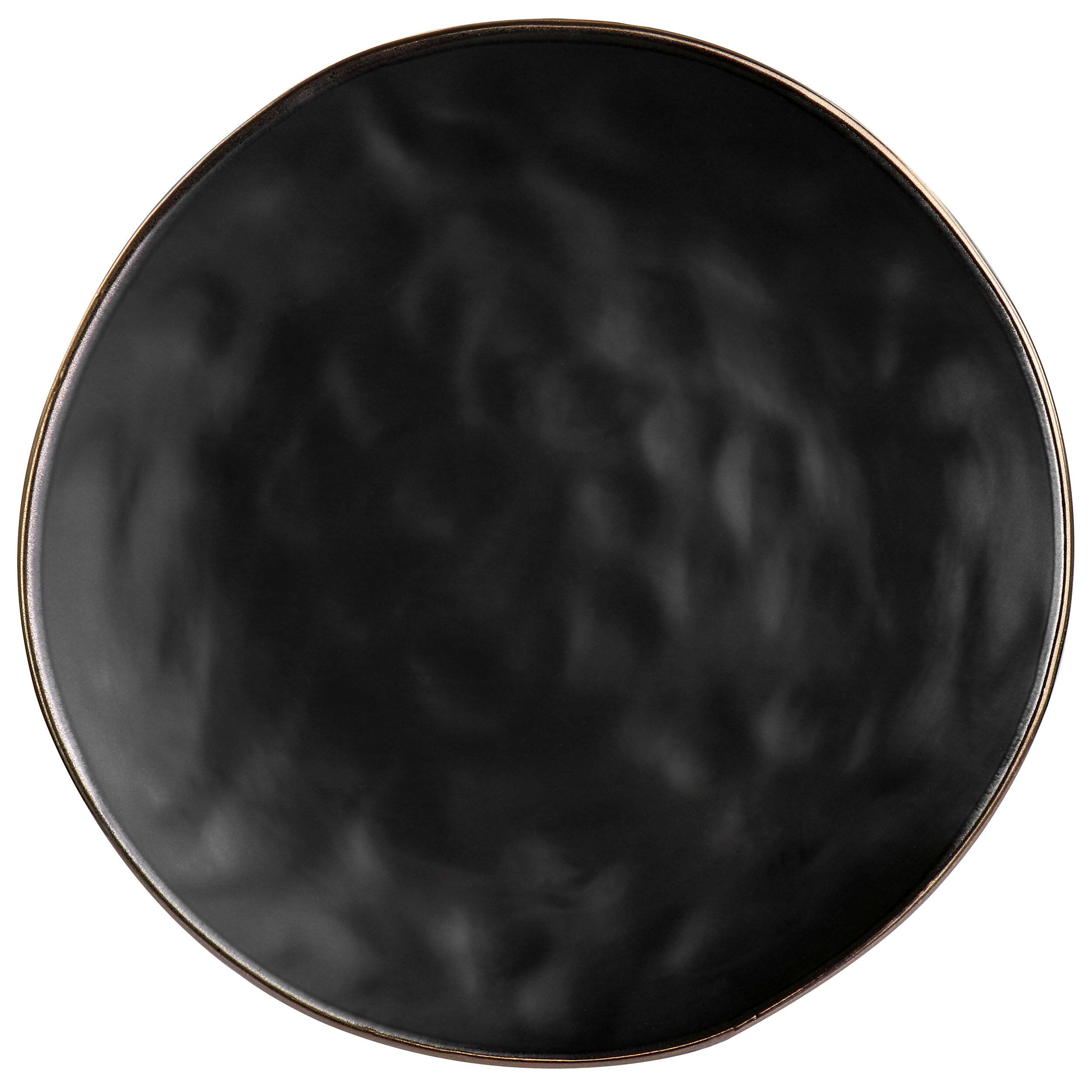 Alt View 2. Elama - Elama Modern 16 Piece Stoneware Dinnerware Set in Matte Black with Gold Rim - Black.